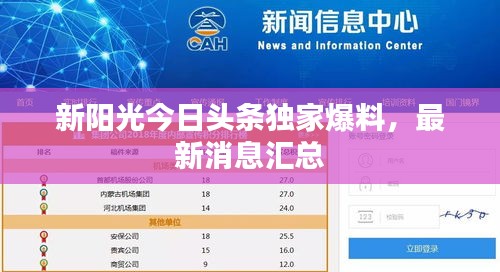 新阳光今日头条独家爆料,最新消息汇总