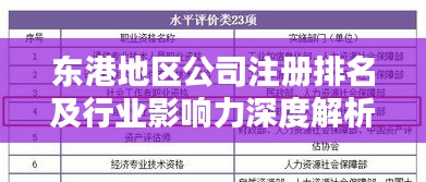 东港地区公司注册排名及行业影响力深度解析