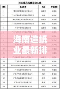 海南造纸业最新排名榜单揭晓!